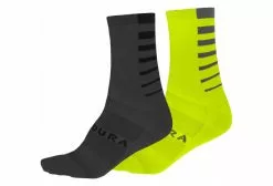 Calcetines Endura CoolmaxÂ® Rayées - Jaune / Fluo / Gris